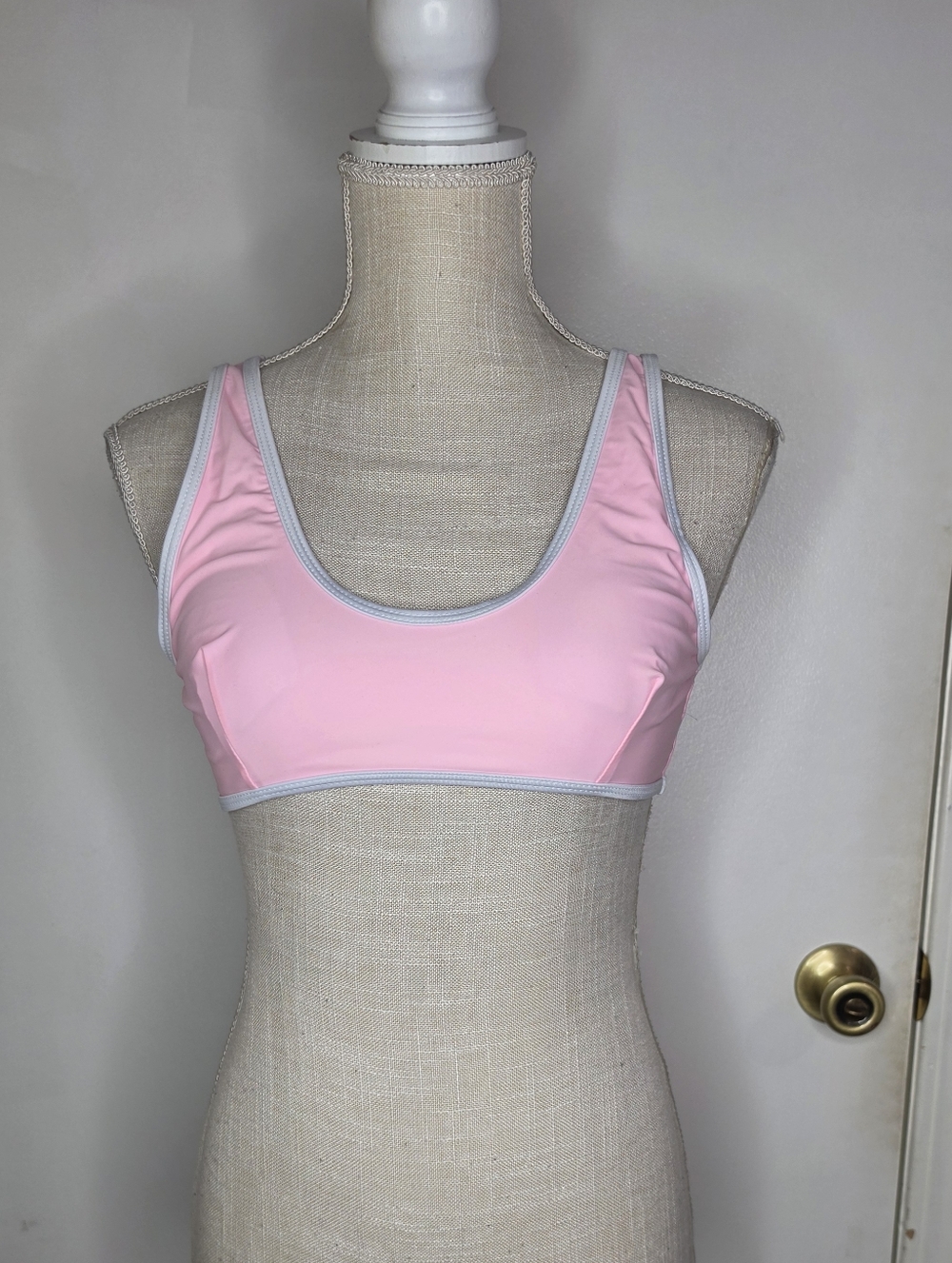 5/$15 Light Pink White Scoop Neck Swim Top